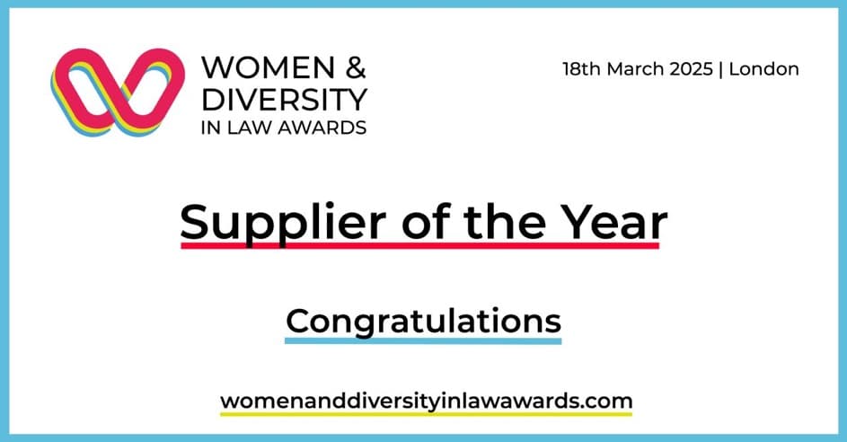 Women & Diversity in Law awards 2025. Supplier of the year